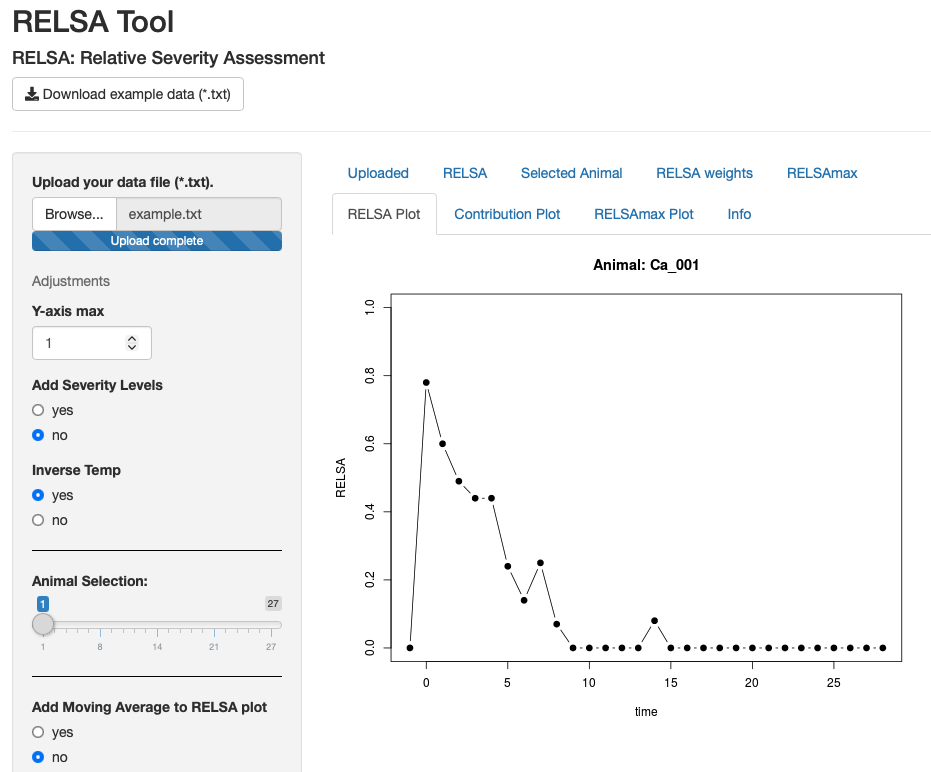 Screenshot of the RELSA app